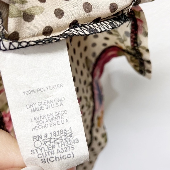 Audrey 3+1 Semi Sheer Polka Dot Floral Top Sz S - Picture 6 of 6